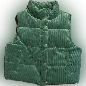 Love Tree Green Corduroy Puffer Vest – Medium NWT